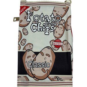 Potato Chip Print Handbag - Unique Delicious Gold Chain Crossbody- NWOT
